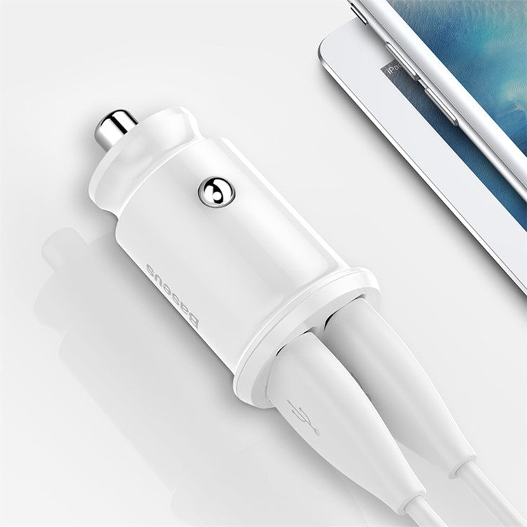 BASEUS Mini Smart Car Charger 3.1A Dual USB Quick Car ChargeAdapter for iPhone iPad Samsung Support CE/FCC/ROHS Certified White