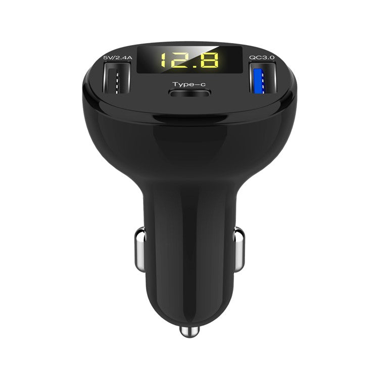 Quick Charge QC 3.0 Dual USB Type-C Car Charger with LED Display