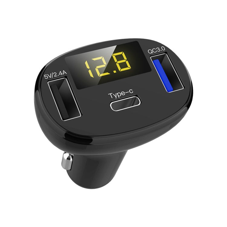 Quick Charge QC 3.0 Dual USB Type-C Car Charger with LED Display