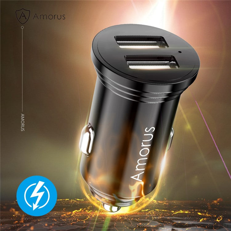 AMORUS CC-56 Dual USB 3.4A Fast Charging Car Charger Adapter for iPhone Samsung Huawei etc. - Black