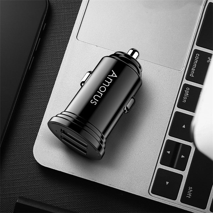 AMORUS CC-56 Dual USB 3.4A Fast Charging Car Charger Adapter for iPhone Samsung Huawei etc. - Black