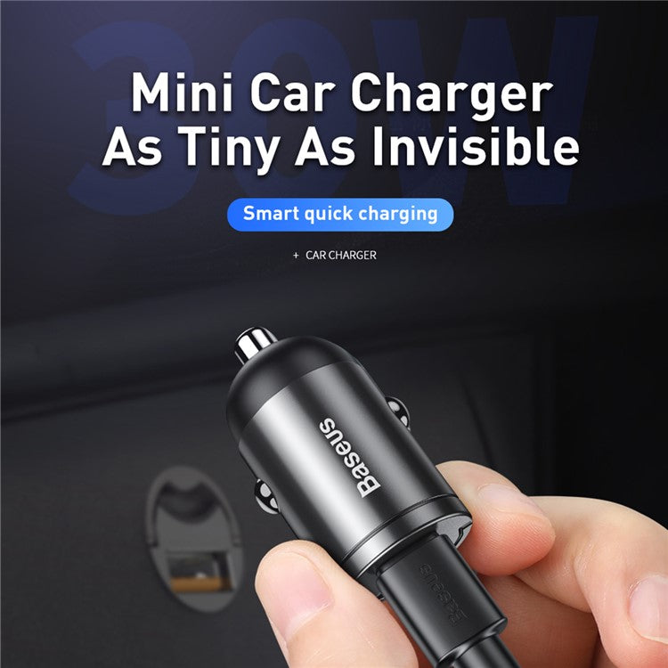 BASEUS Mini USB Car Charger 5A 30W Quick Car Charging Adapter for Mobile Phones Tablets - Grey