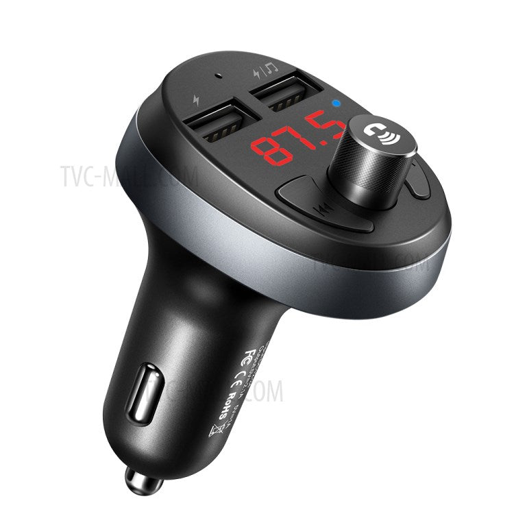 MCDODO CC-6880 Bluetooth FM Transmitter Car Charger Wireless Bluetooth FM Radio Adapter Music Player - Black