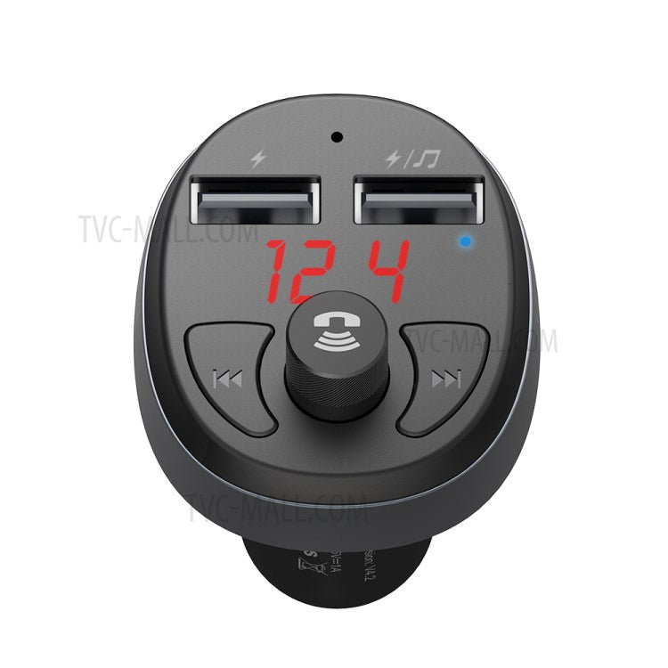 MCDODO CC-6880 Bluetooth FM Transmitter Car Charger Wireless Bluetooth FM Radio Adapter Music Player - Black