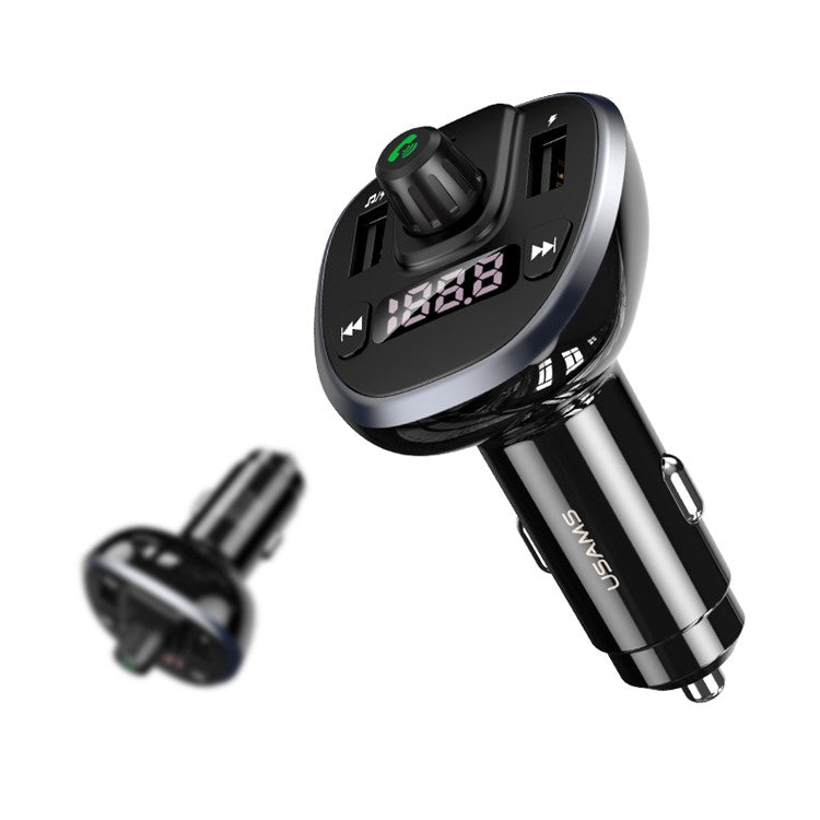 USAMS US-CC115 C21 Dual USB Port 3.4A FM Car Charger with Digital Display