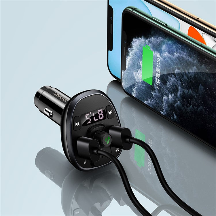 USAMS US-CC115 C21 Dual USB Port 3.4A FM Car Charger with Digital Display