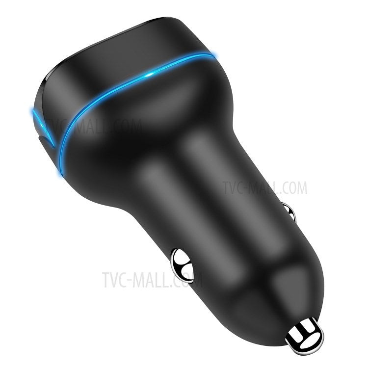 PD+QC 36W Dual Port Car Charger Fast Charging Adapter with LED Indicator for iPhone/Xiaomi/Huawei - Black