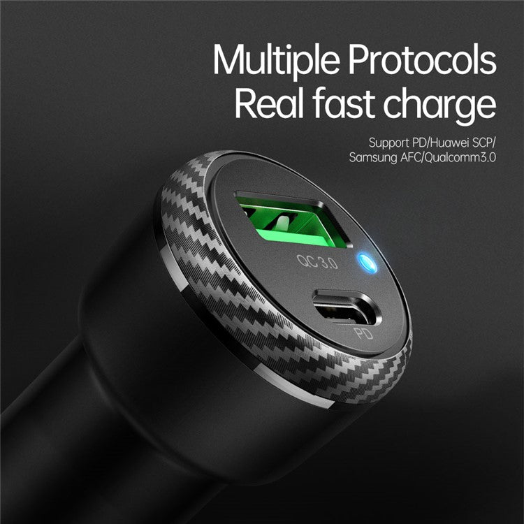 MCDODO CC-5970 MDD Dual Port Quick Charge QC3.0+PD 38W Car Charger Fast Charging Car Mobile Phone Charger Adapter