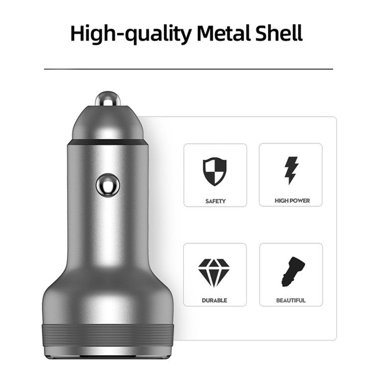 65W Dual Ports Car Charger Phone Charging Adapter for OnePlus 9R/9 Pro/8T/8 Pro/7T Pro/7/6T Warp Charge Fast Charger - Silver