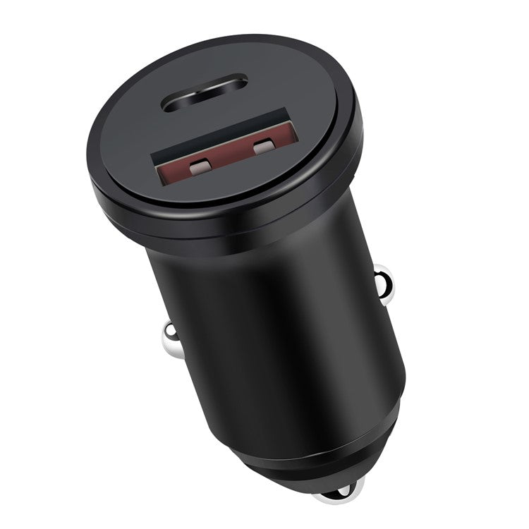 MiniPhone Type-C+USB Car Charger Adapter - 20W PD 3.0 Mini Phone Charger Fast Car Charger - Black