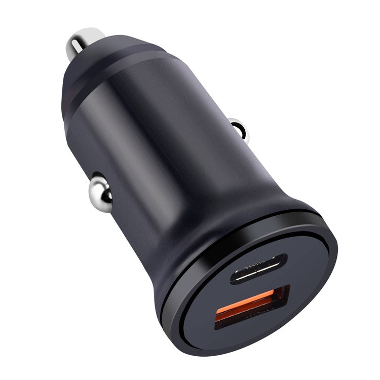 MiniPhone Type-C+USB Car Charger Adapter - 20W PD 3.0 Mini Phone Charger Fast Car Charger - Black