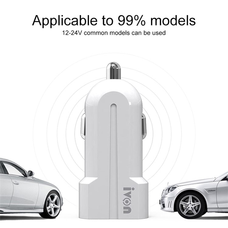 IVON CC13 QC 3.0 Fast Charging Car Charger Cigarette Lighter with LED Indicator Light