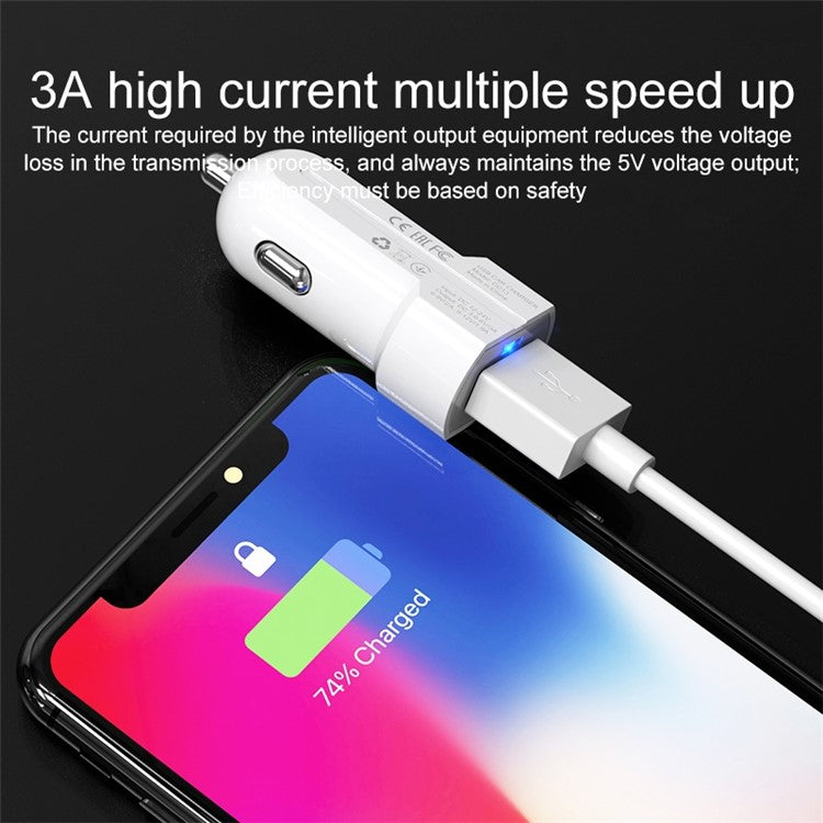 IVON CC13 QC 3.0 Fast Charging Cigarette Lighter LED Indicator Light Car Charger + Cable Set - Micro USB Cord