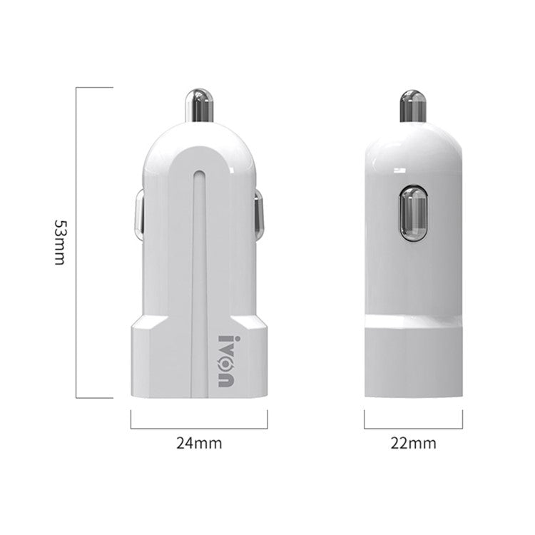 IVON CC13 QC 3.0 Fast Charging Cigarette Lighter LED Indicator Light Car Charger + Cable Set - Micro USB Cord