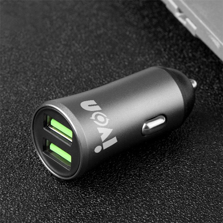 IVON CC26 5V 2.1A Dual USB Ports Fast Charger Car Charger for Cell Phone Camera Tablets Laptops and More - Grey