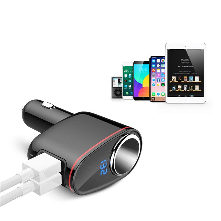 LOHEE S-06A Dual USB Car Charger Voltage Detection Cigarette Lighter Socket Charge Adapter