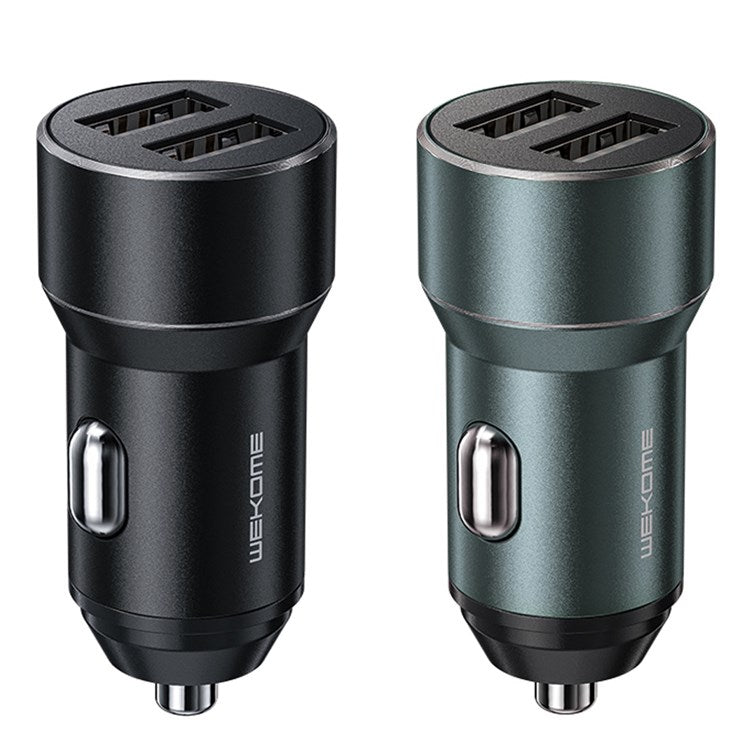 WEKOME WP-C36 Dual USB Car Charger Metal Shell 3.1A High Current Adapter for 12-24V Vehicles - Black