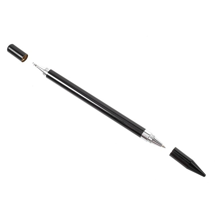 2 in 1 Muto-Function Stylus Pen with Ball Point Pen Feature for iPhone Samsung Sony etc. - Black