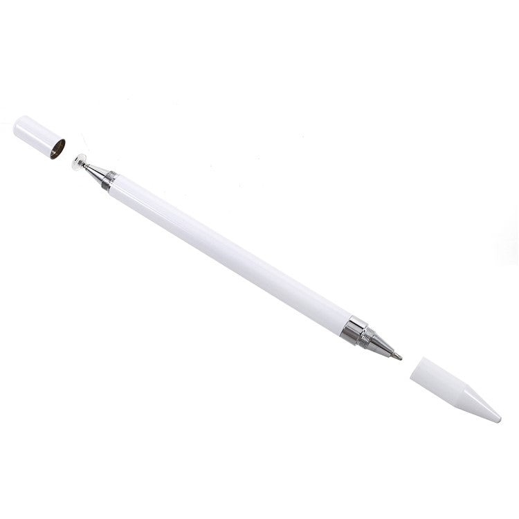 2 in 1 Muto-Function Stylus Pen with Ball Point Pen Feature for iPhone Samsung Sony etc. - White