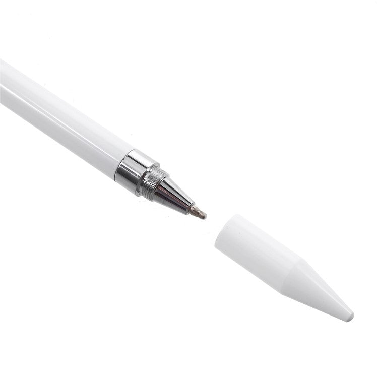 2 in 1 Muto-Function Stylus Pen with Ball Point Pen Feature for iPhone Samsung Sony etc. - White