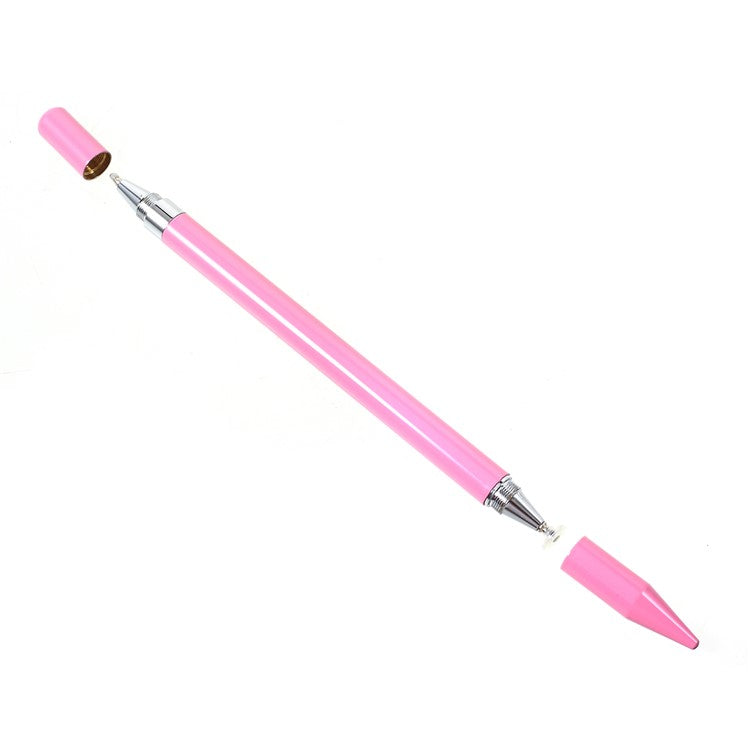 2 in 1 Muto-Function Stylus Pen with Ball Point Pen Feature for iPhone Samsung Sony etc. - Pink