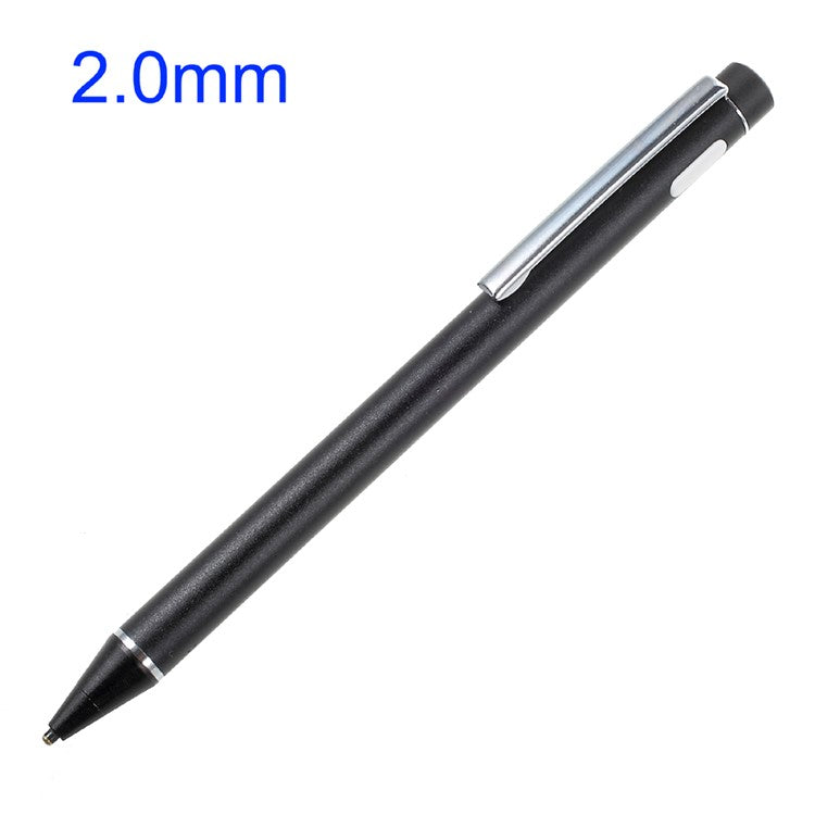 Metal Tip 2.0mm High-precision Capacitive Touch Screen Pen for iPhone iPad Samsung - Black