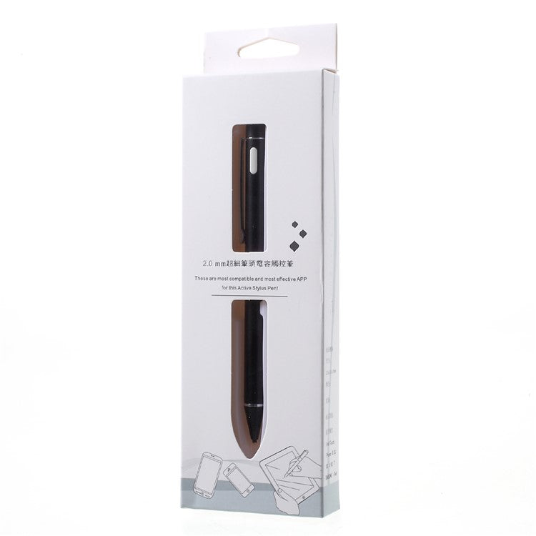 Metal Tip 2.0mm High-precision Capacitive Touch Screen Pen for iPhone iPad Samsung - Black