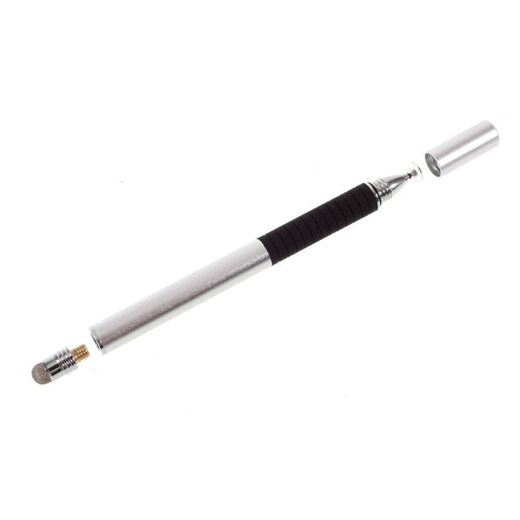 2-in-1 Disc Stylus Touch Screen Pen for Capacitive Touch Screen Smartphone and Tablet - Silver