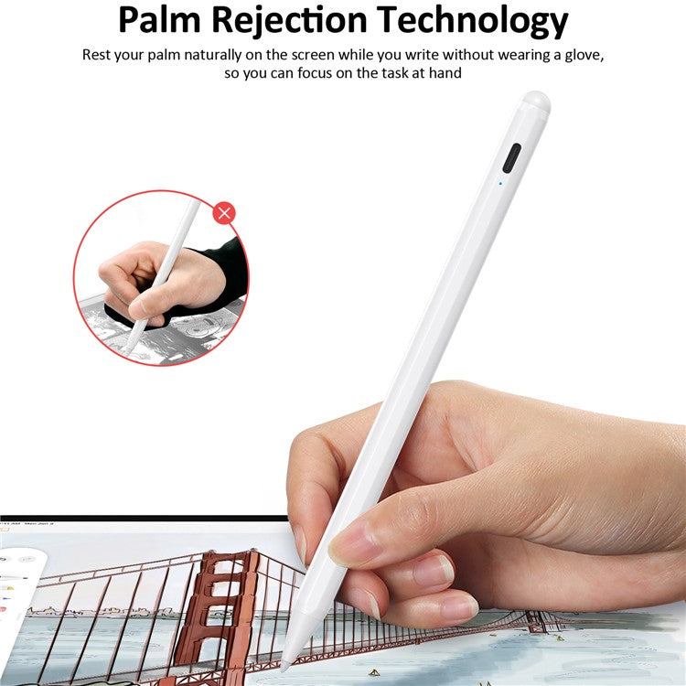 P6P Rechargeable Touch Screen Palm Rejection Active Stylus Pen (CE Certificated) for iPad Pro/iPad Air/iPad Mini/iPad (2018 and Later)