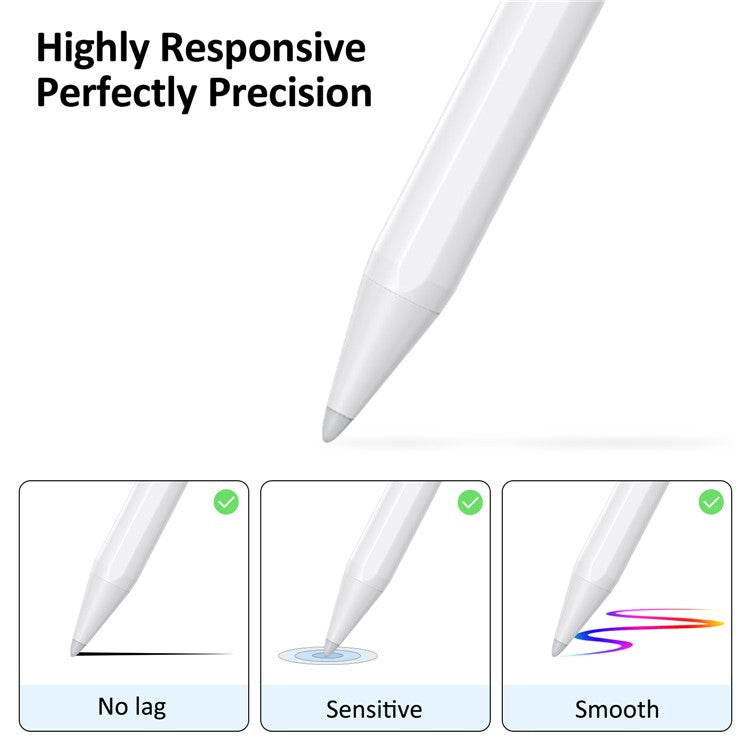 P6P Rechargeable Touch Screen Palm Rejection Active Stylus Pen (CE Certificated) for iPad Pro/iPad Air/iPad Mini/iPad (2018 and Later)