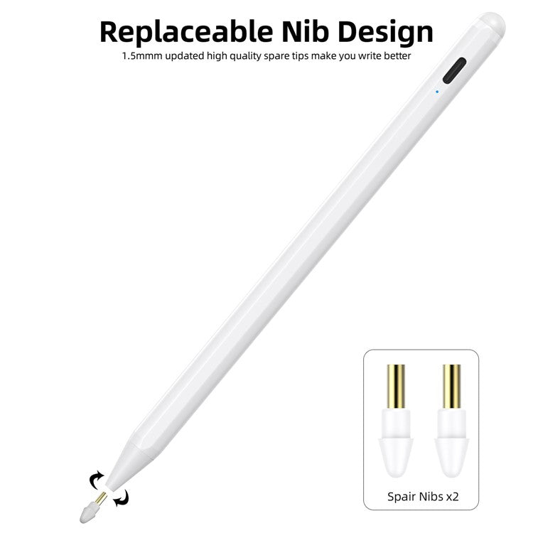 P6P Rechargeable Touch Screen Palm Rejection Active Stylus Pen (CE Certificated) for iPad Pro/iPad Air/iPad Mini/iPad (2018 and Later)