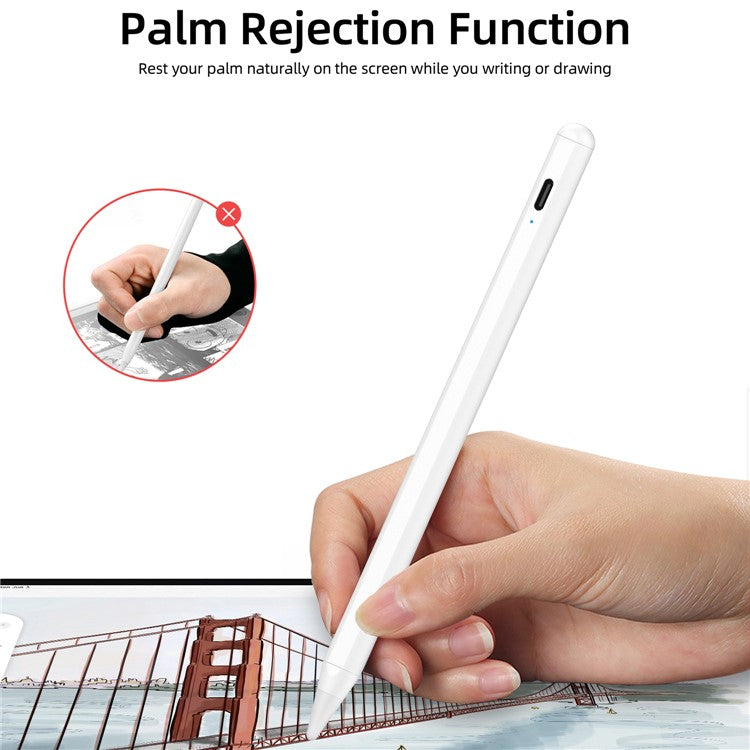 P6T Rechargeable Magnetic Adsorption Touch Screen Active Stylus Pen with Palm Rejection Tilt Detection (CE Certificated) for iPad Pro 11-inch/12.9-inch/iPad Air/iPad Mini/iPad (2018 and Later)