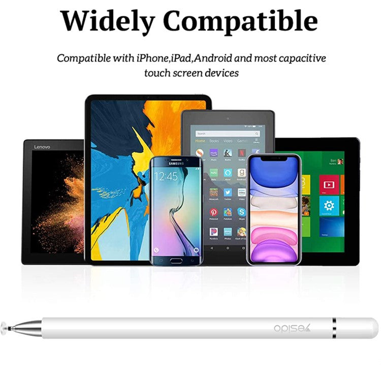 YESIDO ST02 2 in 1 Disc + Mesh Fiber Tip High Sensitivity Stylus Pen for All Capacitive Touch Screens Cell Phones Tablets Laptops