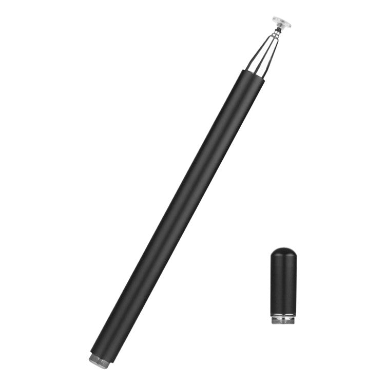 JD01 Universal Tablet Smartphone Capacitive Stylus Pen Magnetic Adsorption Cap Drawing Writing Stylus Pen with Spare Round Disk Pen Tip - Black