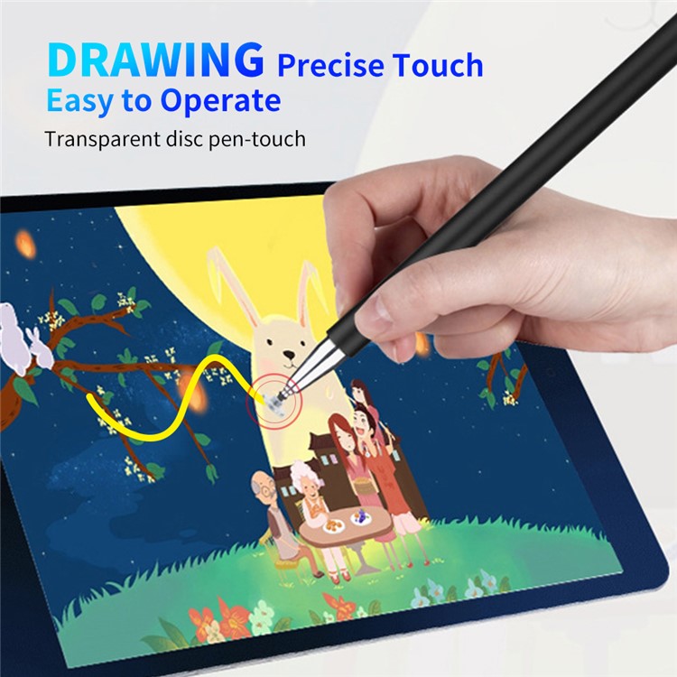 JD01 Universal Tablet Smartphone Capacitive Stylus Pen Magnetic Adsorption Cap Drawing Writing Stylus Pen with Spare Round Disk Pen Tip - Rose Gold