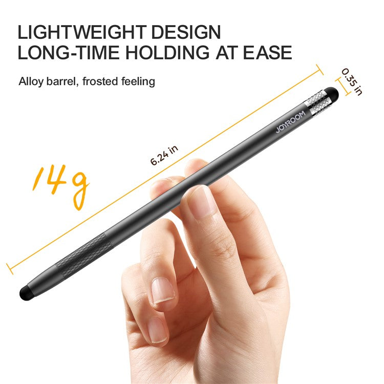 JOYROOM JR-DR01 Dual Tips Design Capacitive Stylus Pen Universal Phone Tablet High Sensitivity Drawing Writing Stylus Pen - Black