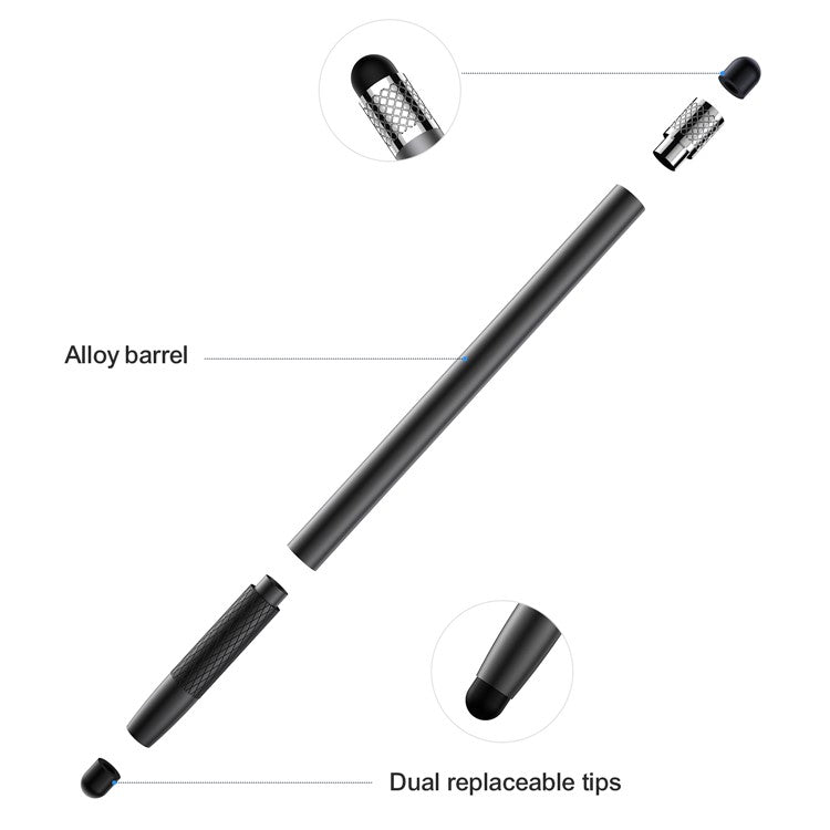 JOYROOM JR-DR01 Dual Tips Design Capacitive Stylus Pen Universal Phone Tablet High Sensitivity Drawing Writing Stylus Pen - Black