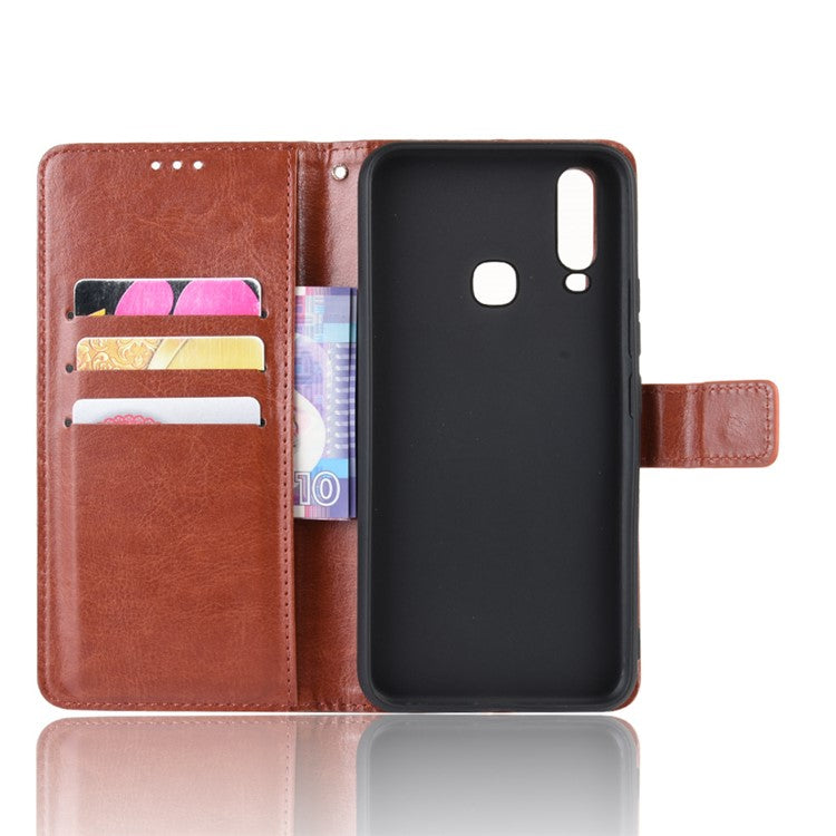 Crazy Horse Texture Leather Wallet Case for Vivo Y17/Y15/Y35 - Brown