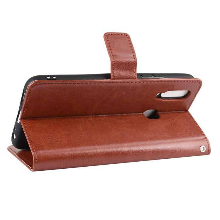 Crazy Horse Texture Leather Wallet Case for Vivo Y17/Y15/Y35 - Brown