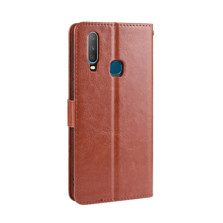 Crazy Horse Texture Leather Wallet Case for Vivo Y17/Y15/Y35 - Brown