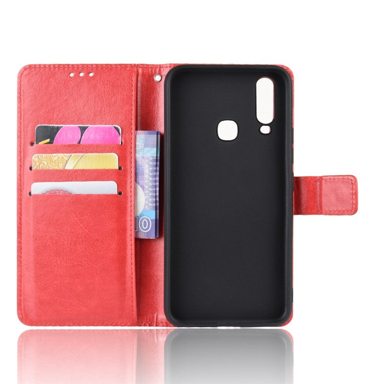 Crazy Horse Texture Leather Wallet Case for Vivo Y17/Y15/Y35 - Red