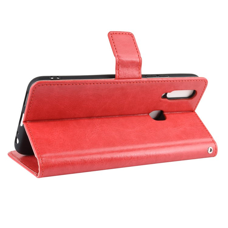 Crazy Horse Texture Leather Wallet Case for Vivo Y17/Y15/Y35 - Red