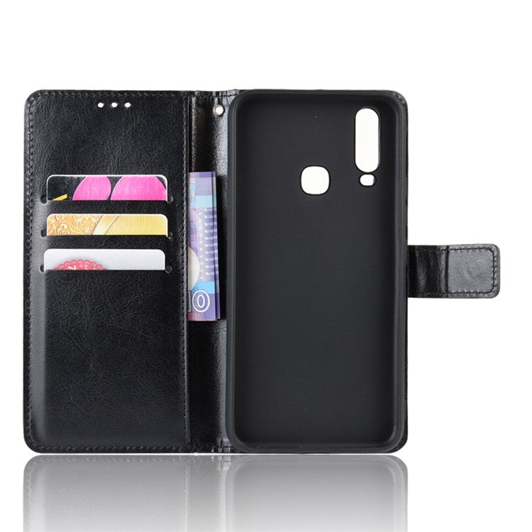 Crazy Horse Texture Leather Wallet Case for Vivo Y17/Y15/Y35 - Black