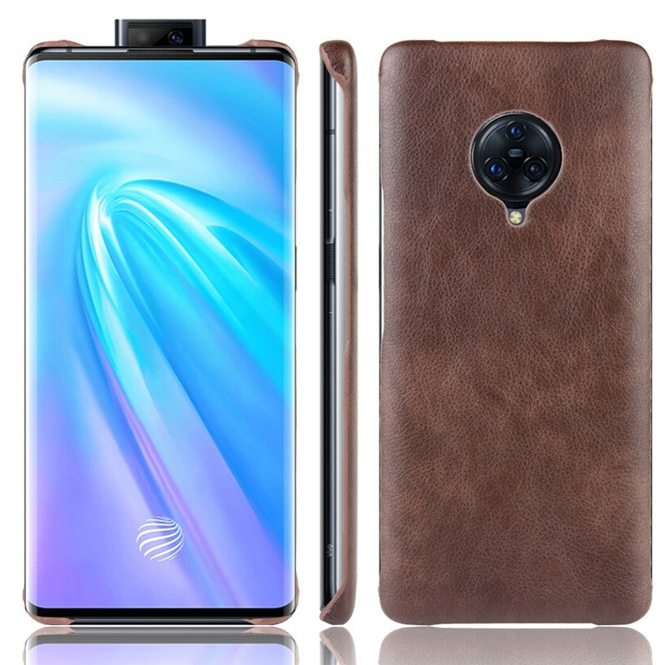 Litchi Skin Leather Coated Hard PC Case for vivo NEX 3/NEX 3 5G - Brown