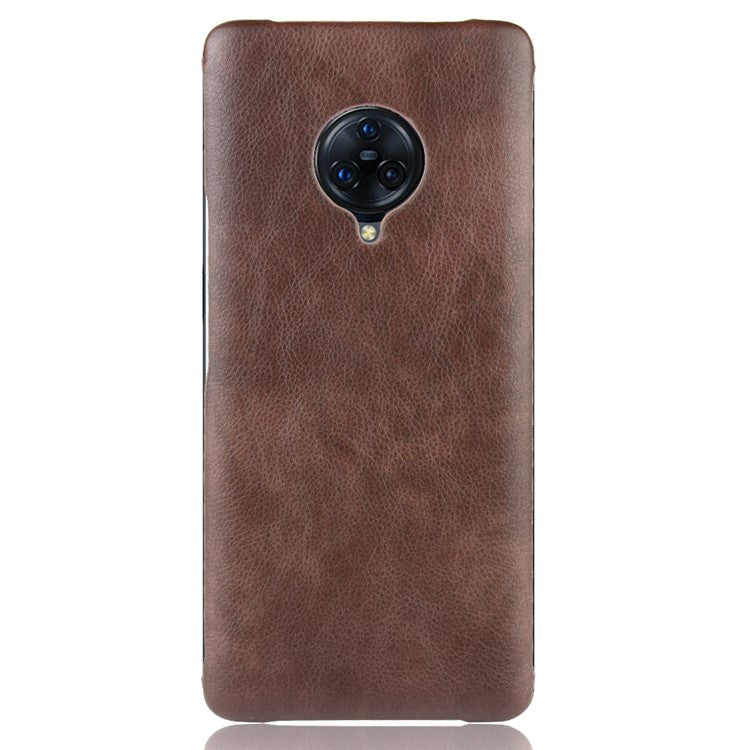 Litchi Skin Leather Coated Hard PC Case for vivo NEX 3/NEX 3 5G - Brown