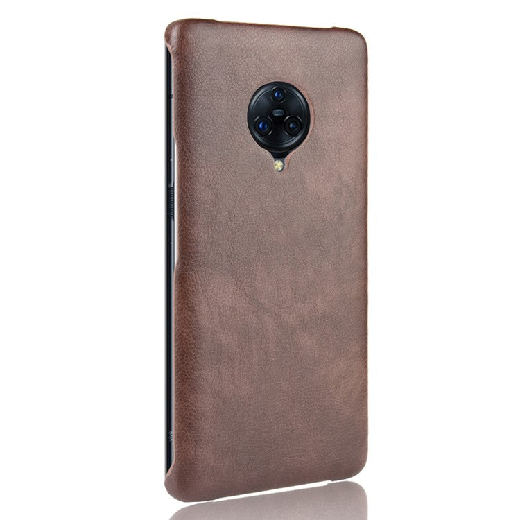 Litchi Skin Leather Coated Hard PC Case for vivo NEX 3/NEX 3 5G - Brown