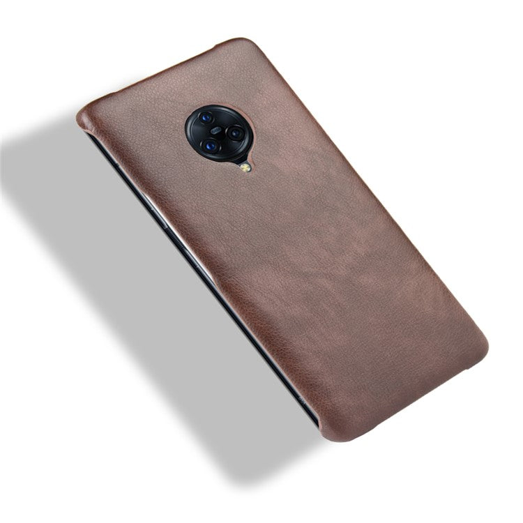 Litchi Skin Leather Coated Hard PC Case for vivo NEX 3/NEX 3 5G - Brown