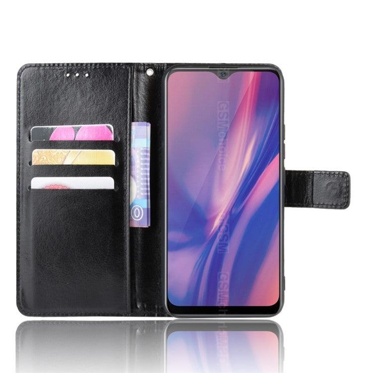 Crazy Horse Wallet Leather Stand Case for vivo Y11 (2019) - Black