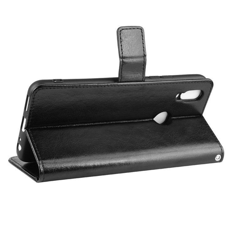 Crazy Horse Wallet Leather Stand Case for vivo Y11 (2019) - Black