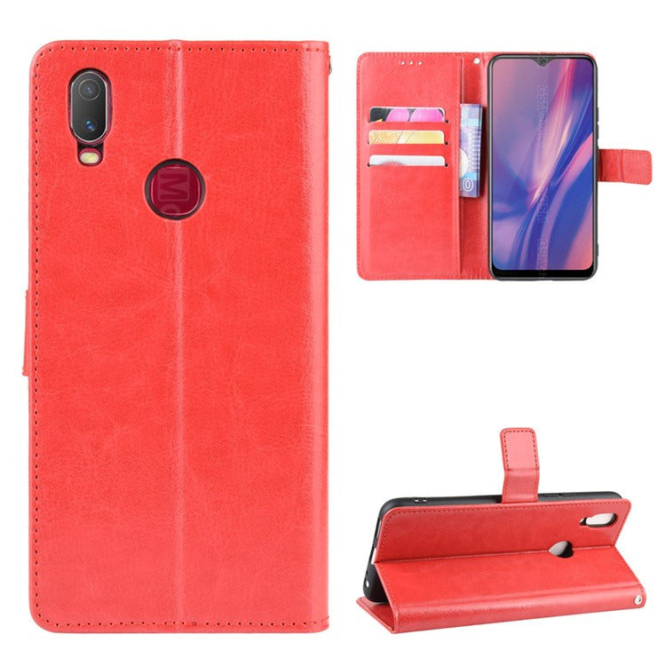 Crazy Horse Wallet Leather Stand Case for vivo Y11 (2019) - Red